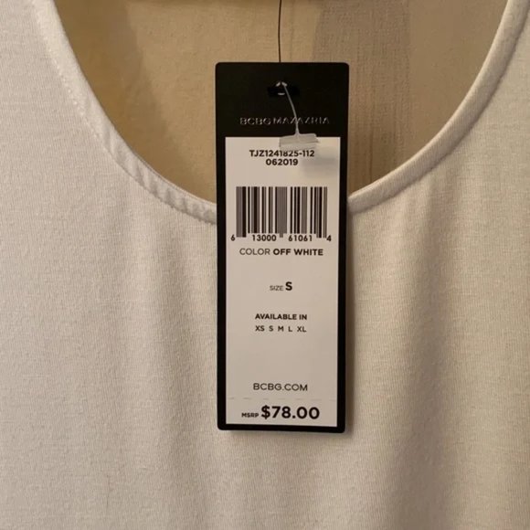 BCBG White Tank with Sheer Back, NWT, Size Small - Picture 3 of 3